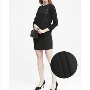 Banana Republic Womens Dress 4 Black Pom Pom Shift Long Sleeve